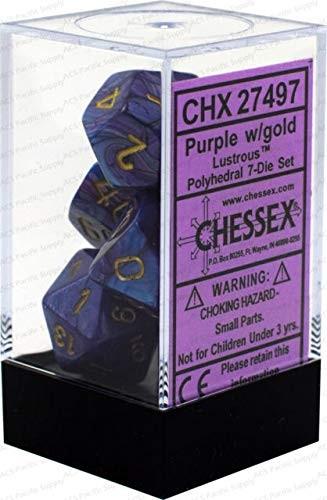 Chessex - Lustrous Polyhedral 7-Die Set - Purple/Gold (CHX27497) - Good Games