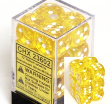 Chessex - Translucent 16mm D6 Set - YellowWhite (CHX23602) - Good Games