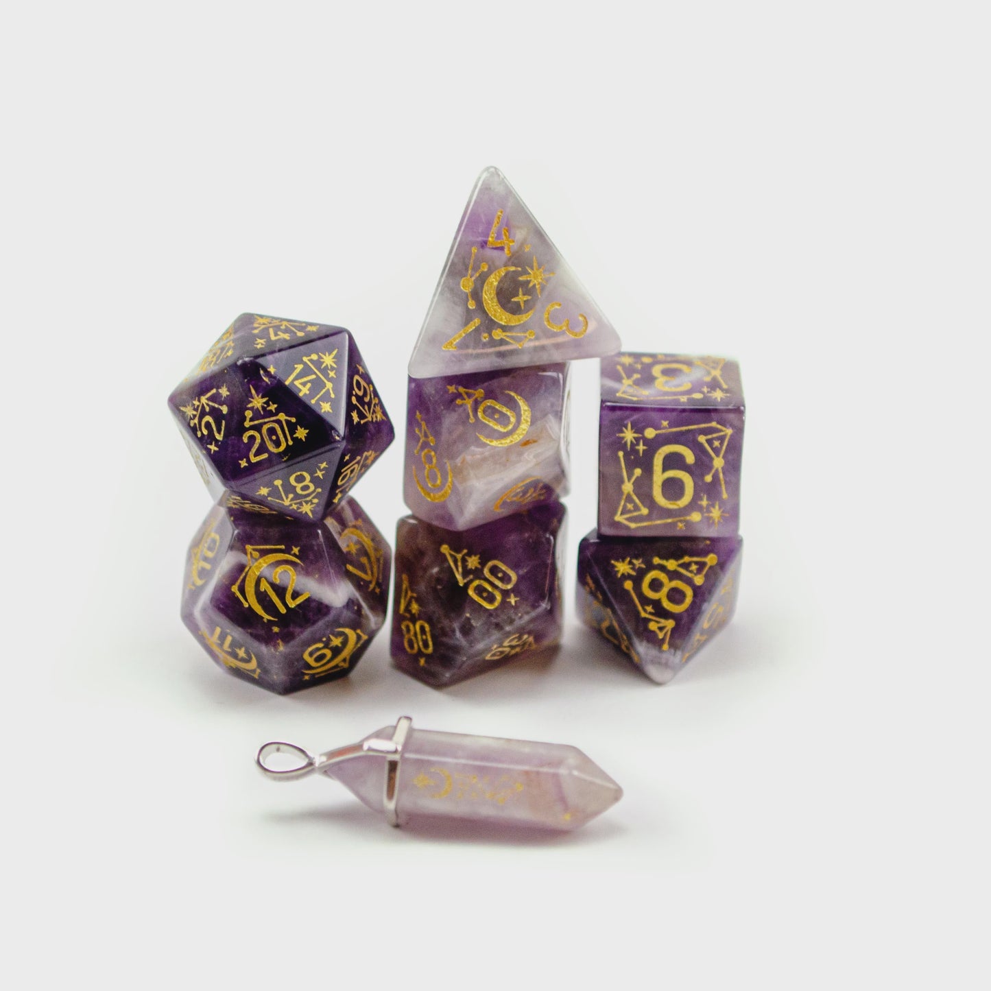 Level Up Dice - Constellation Amethyst Gold Polyhedral Dice Set - Good Games