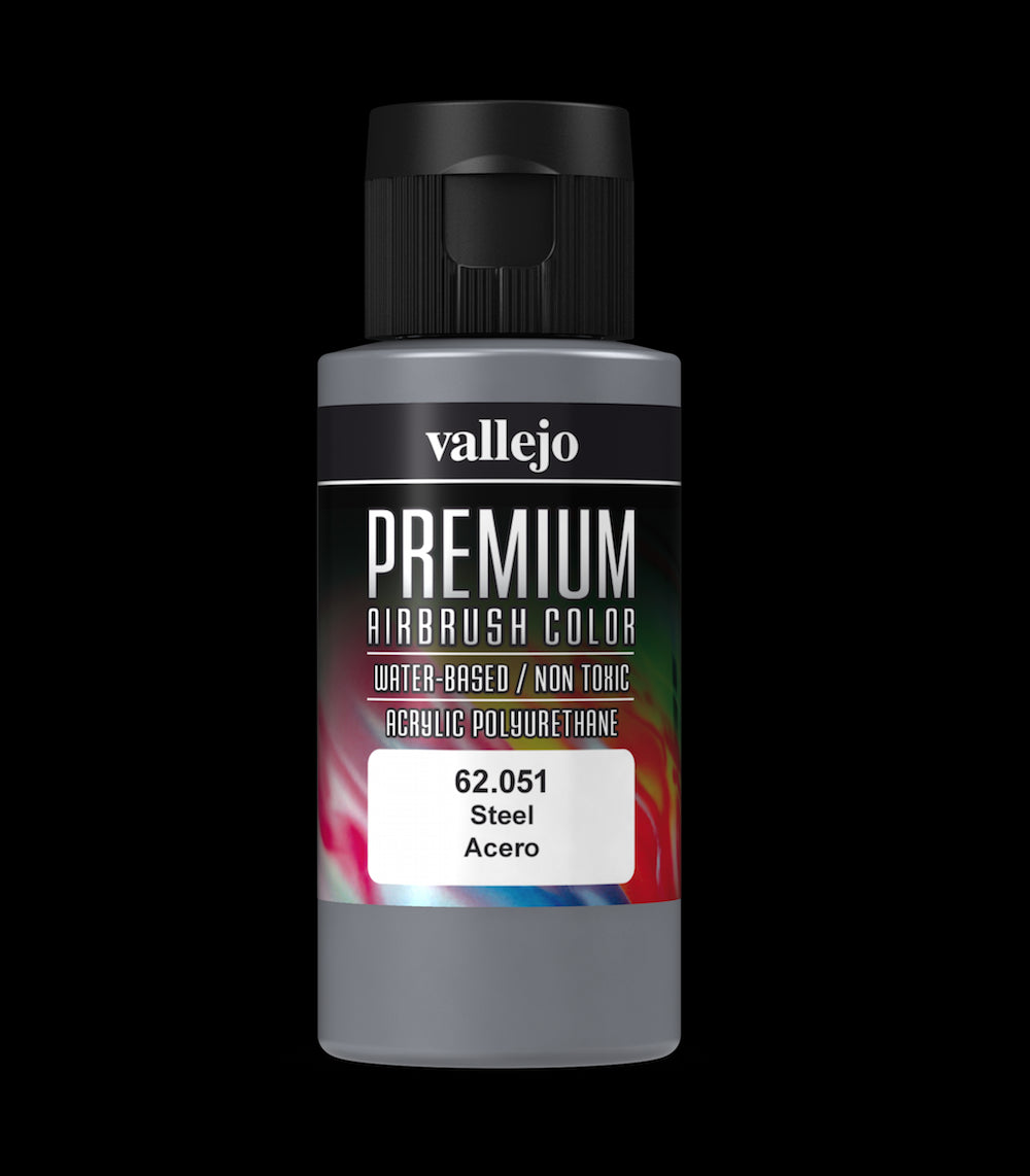 Vallejo Premium Colour – Steel 60ml Acrylic Paint (AV62051) - Good Games