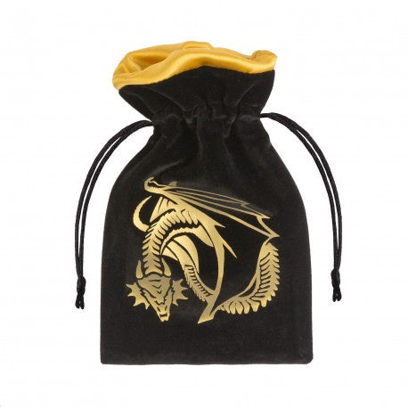 Q Workshop - Dragon Black and Gold Velour Dice Bag - Good Games