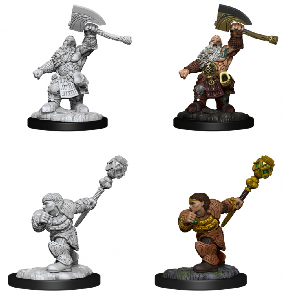 Magic: The Gathering Unpainted Miniatures Dwarf Fighter & Dwarf Cleric - Good Games