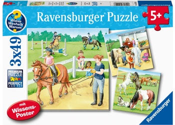 Ravensburger - A Day at the Stables 3x49 Pieces Jigsaw - Good Games