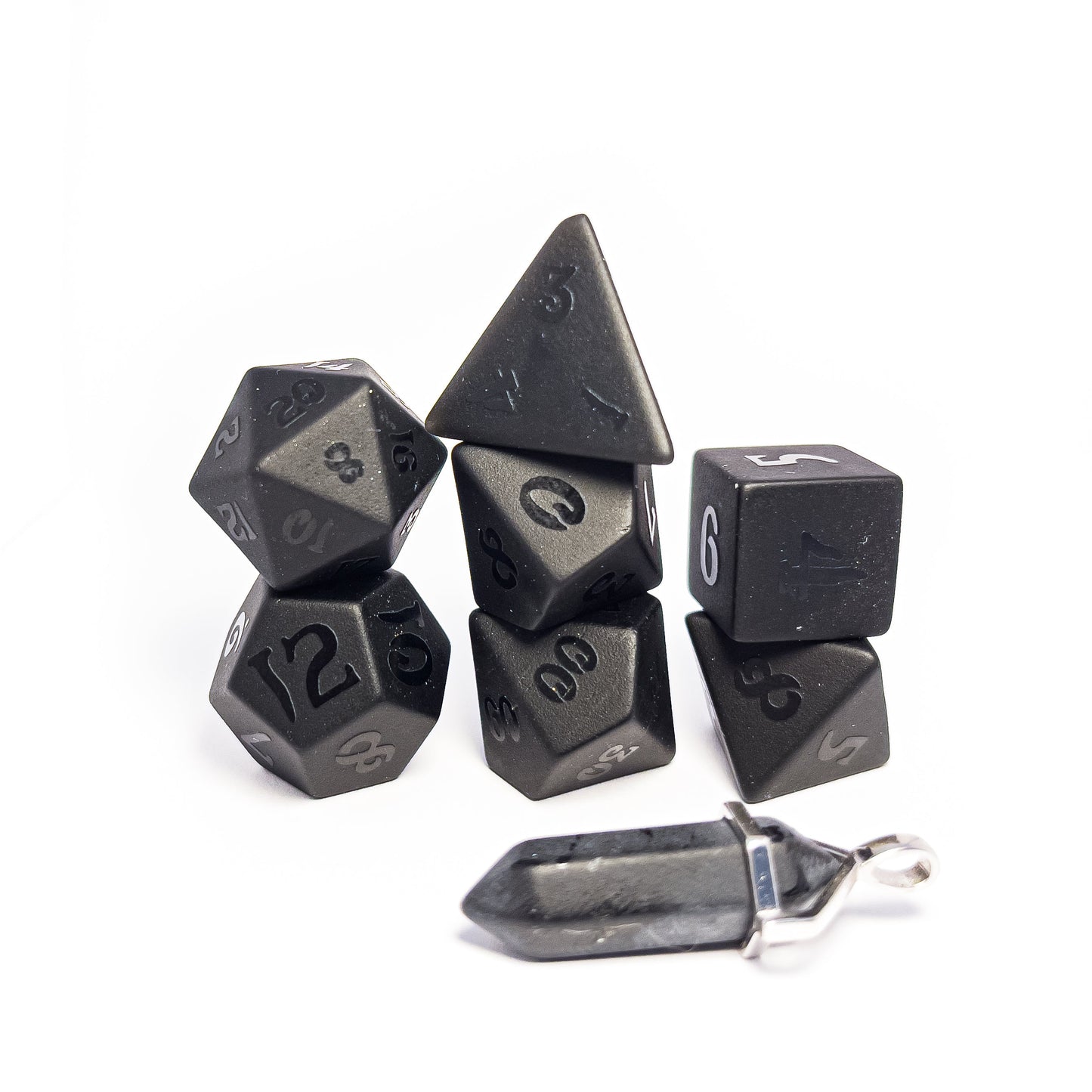 Level Up Dice - Custom Raised Obsidian GG Dice set - Good Games