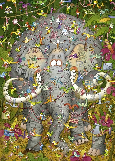 Heye - Puzzle Poster - Marino Degano - Elephants Life 1000 Piece Jigsaw - Good Games
