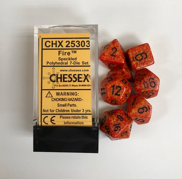 Chessex - Speckled Polyhedral 7-Die Set - Fire (CHX25303) - Good Games