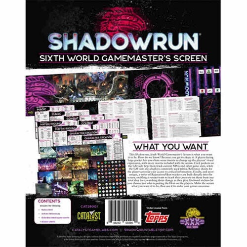 Shadowrun Sixth World Gamemaster Screen - Good Games
