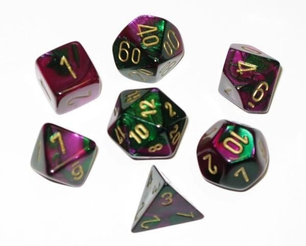 Chessex - Gemini Polyhedral 7-Die Set - Blue Green/Gold (CHX26436) - Good Games
