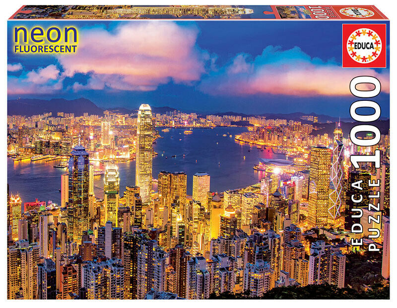 Educa - Hong Kong Skyline Neon - 1000 Piece Jigsaw - Good Games