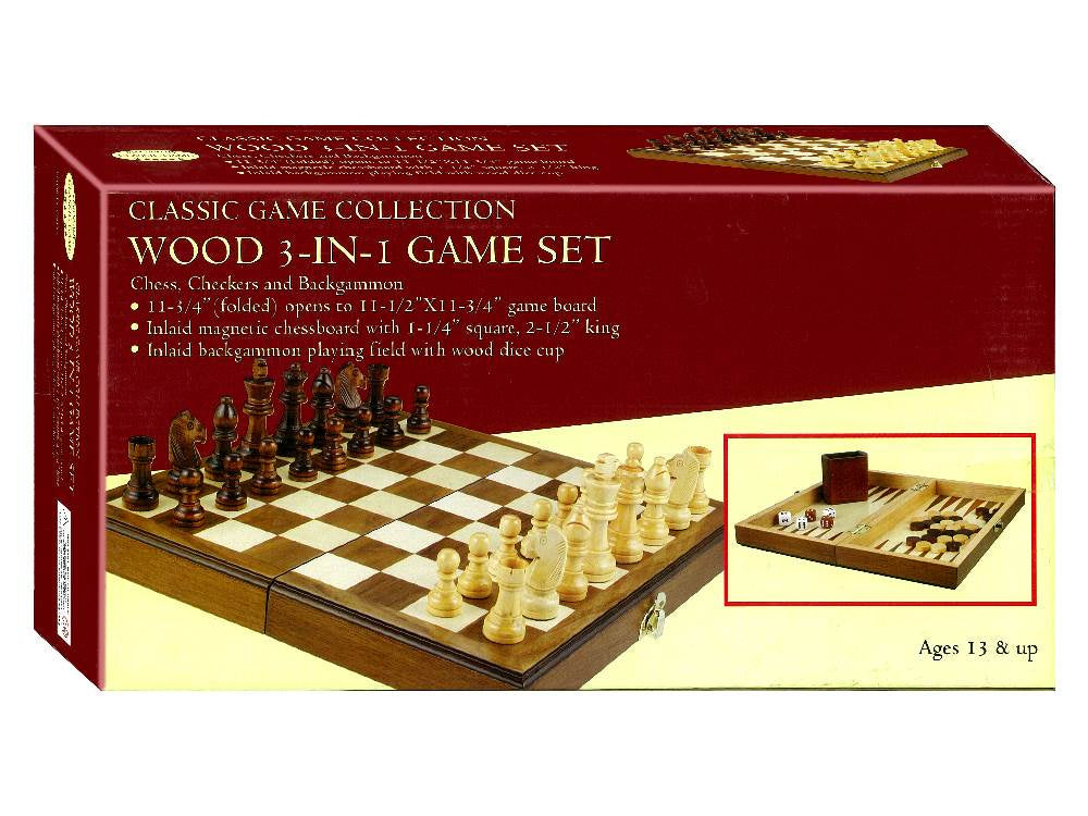 Classic Games - 3 in 1 Game Set Chess/Checkers/Backgammon - Good Games