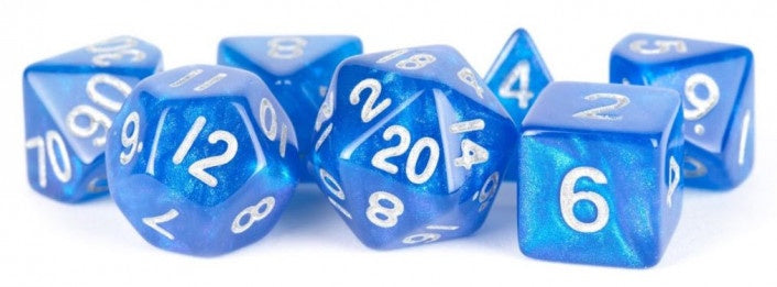 Metallic Dice Games - 16mm Polyhedral Dice Set Stardust Blue - Good Games