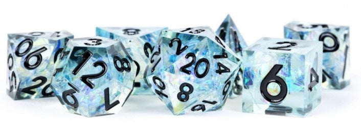Metallic Dice Games - Handcrafted Sharp Edge Resin Dice - Captured Frost - Good Games