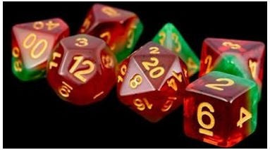 Metallic Dice Games - Polyhedral Resin Dice Set - Watermelon - Good Games