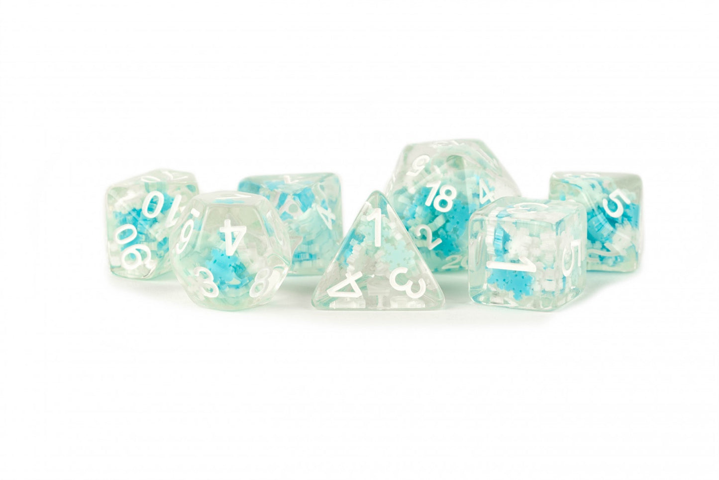 Metallic Dice Games - Resin 16mm Poly Dice Set - Snowflake Dice - Good Games