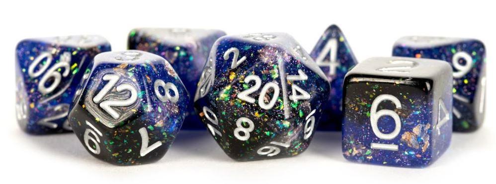 Metallic Dice Games - Resin Eternal Polyhedral Dice Set 16mm - Blue/Black - Good Games