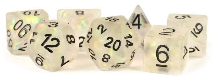 Metallic Dice Games - Resin Icy Opal Dice Set Polyhedral - Clear - Good Games