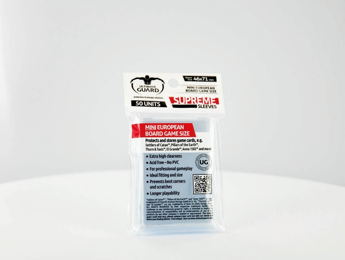 Ultimate Guard Supreme Sleeves For Board Game Cards Mini European (50) - Good Games