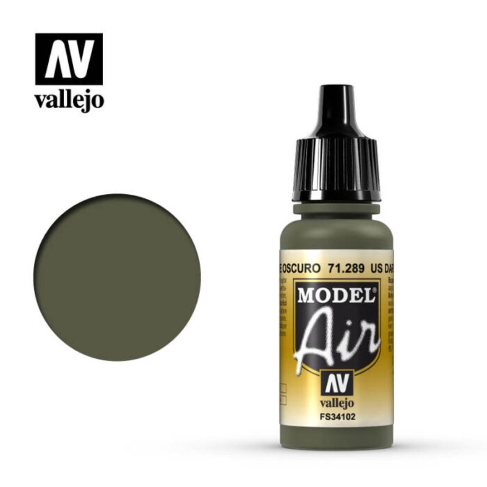 Vallejo Model Air - Us Dark Green 17ml Acrylic Paint (AV71289) - Good Games