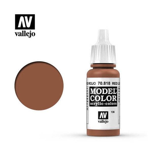 Vallejo Model Colour - Red Leather 17ml Acrylic Paint (AV70818) - Good Games