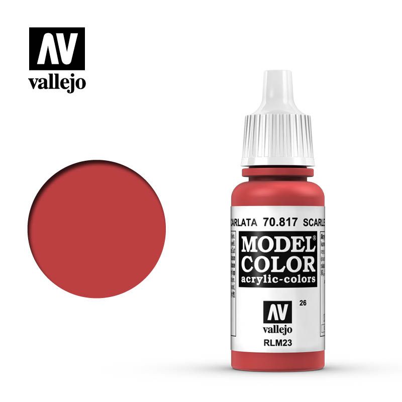 Vallejo Model Colour - Scarlet 17ml Acrylic Paint (AV70817) - Good Games
