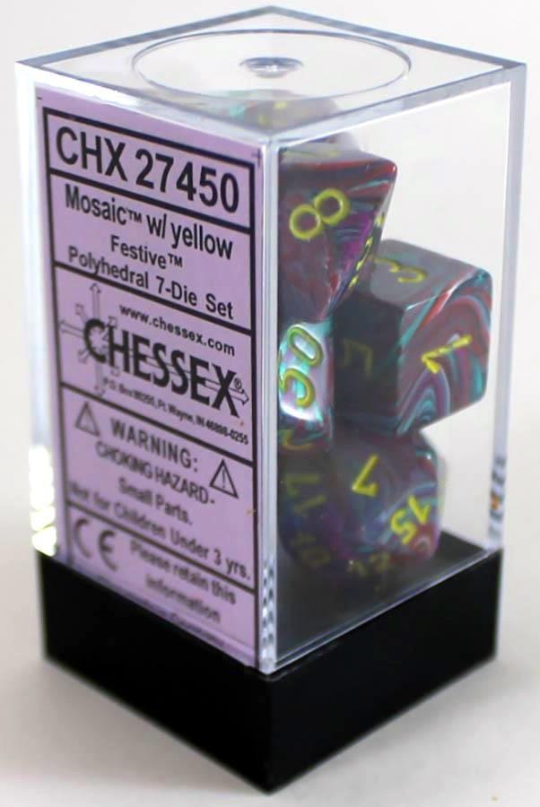 Chessex - Festive Polyhedral 7-Die Set - Mosaic/Yellow (CHX27450) - Good Games