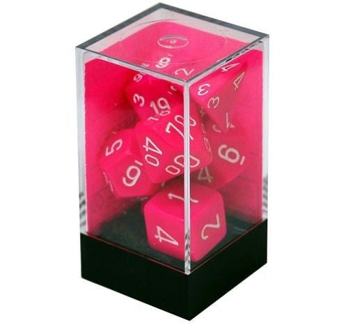 Chessex - Opaque Polyhedral 7-Die Set - Pink/White (CHX25444) - Good Games