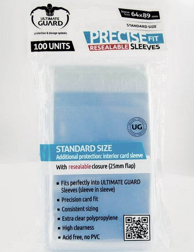 Ultimate Guard Precise-Fit Sleeves Resealable Standard Size Transparent (100) - Good Games