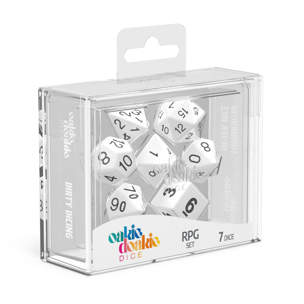 Oakie Doakie Dice - RPG Set Solid White (7) - Good Games