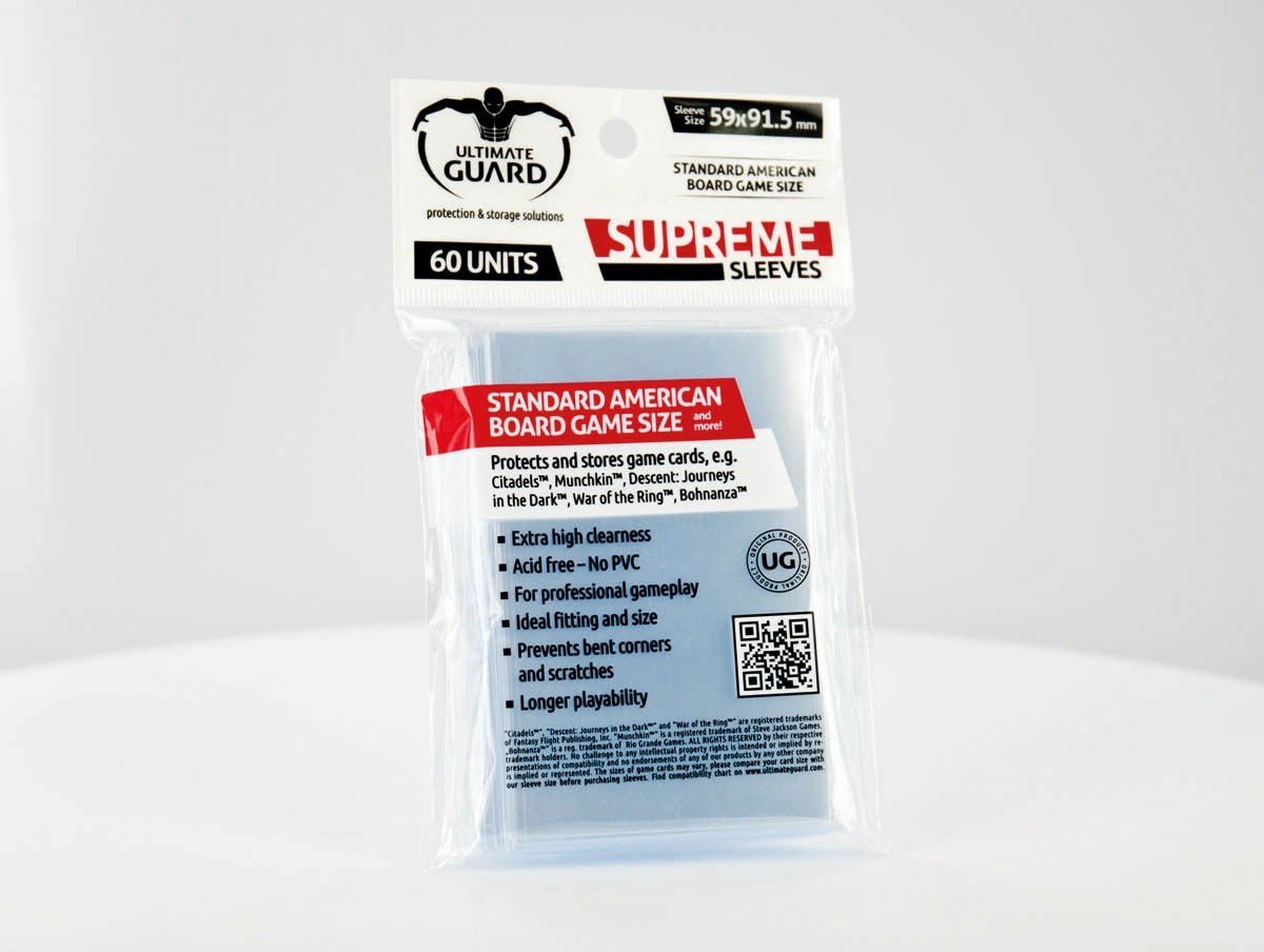 Ultimate Guard Supreme Sleeves For Board Game Cards Standard American (60) - Good Games