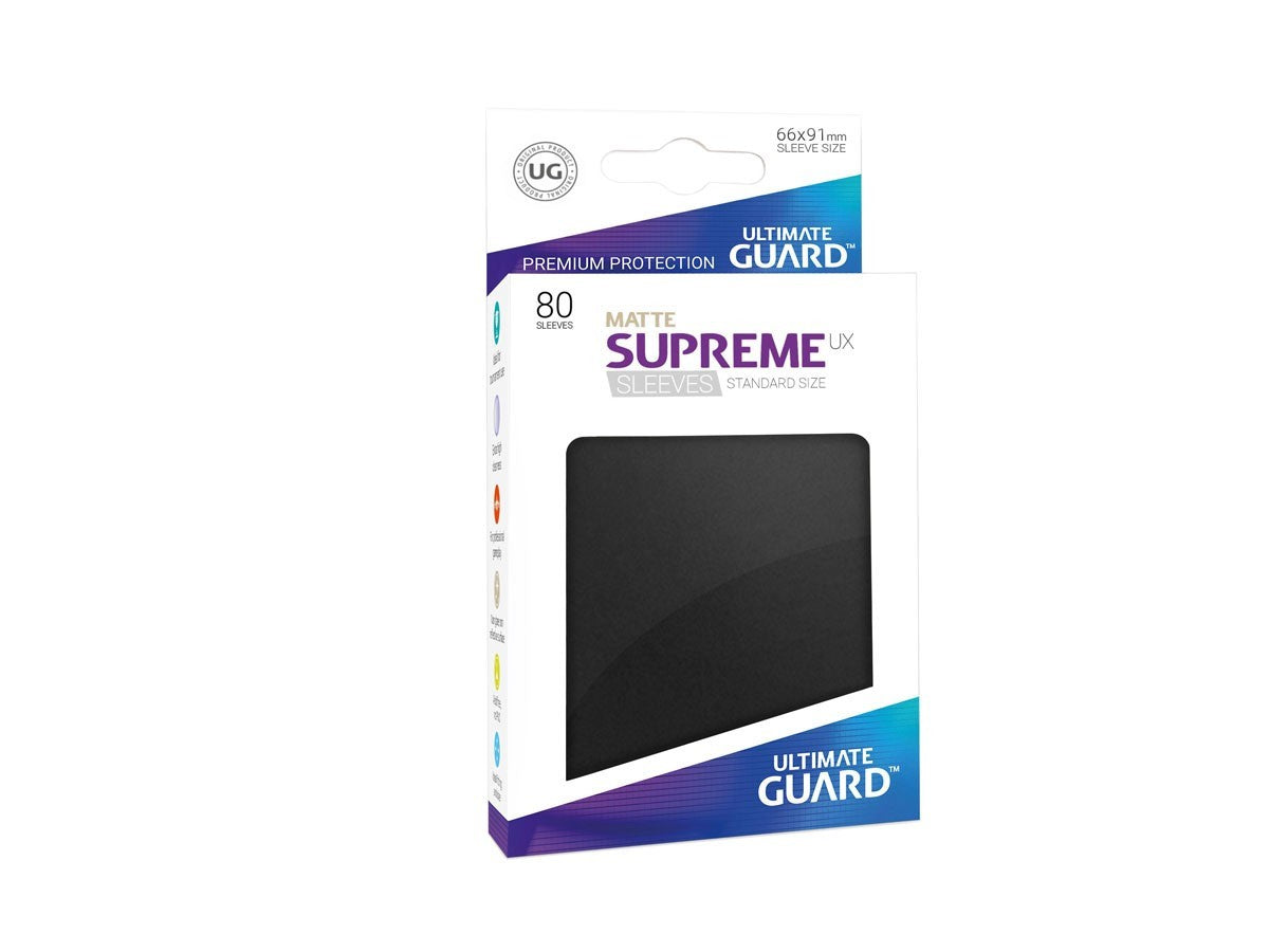 Ultimate Guard Supreme Ux Sleeves Standard Size Solid Black (80) - Good Games