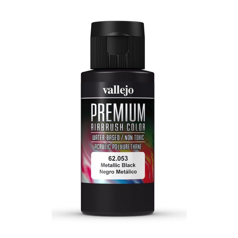Vallejo Premium Colour - Metallic Black 60ml Acrylic Paint (AV62053) - Good Games