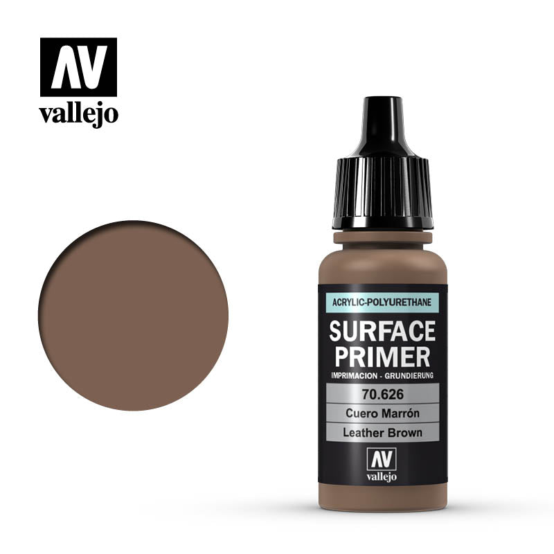 Vallejo Surface Primer 17ml Acrylic Paint - Leather Brown 70626 - Good Games