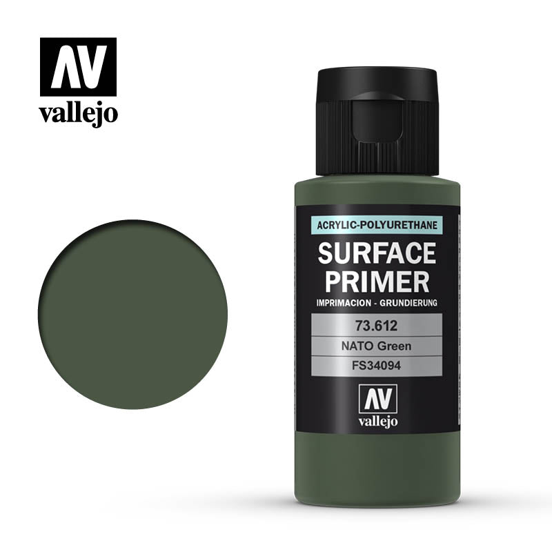 Vallejo Surface Primer 60ml Acrylic Paint - Nato Green 73612 - Good Games