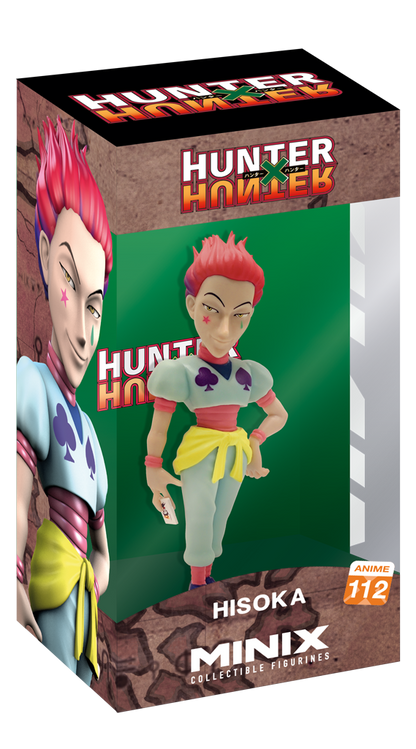 Front view of Minix Hisoka Morow figure with signature pose and outfit