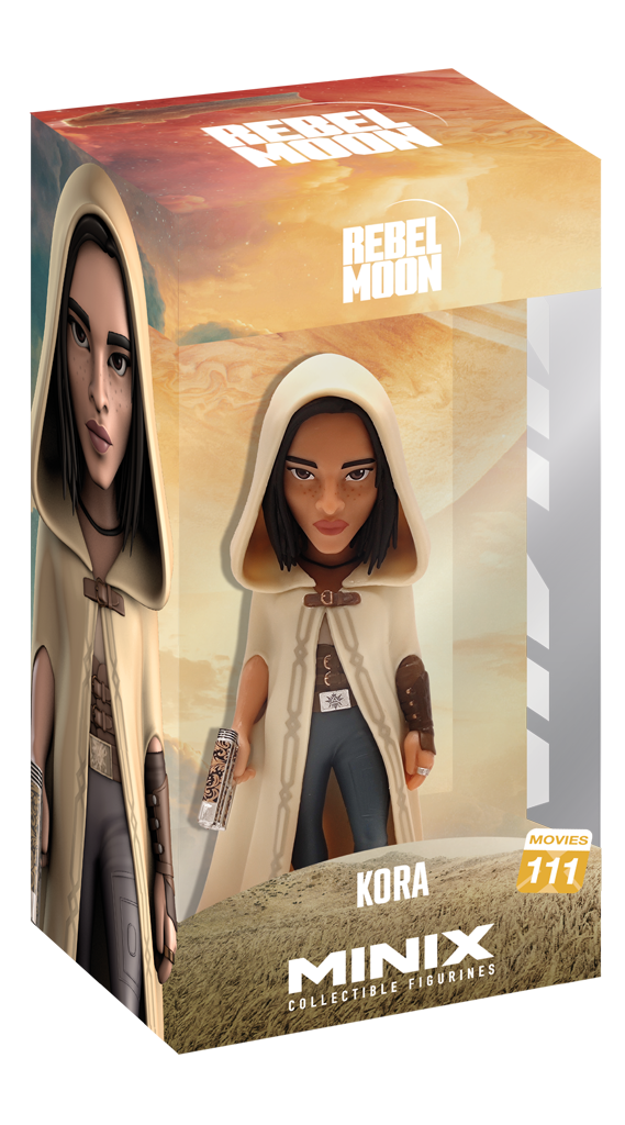MINIX Rebel Moon Kora 111 figure box featuring character art and the figure inside