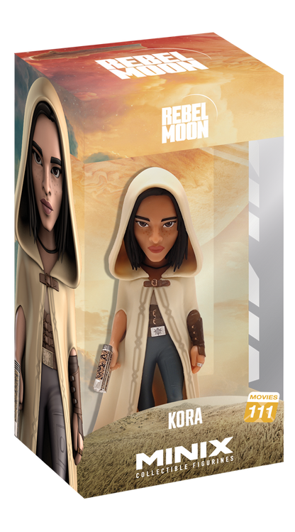 MINIX Rebel Moon Kora 111 figure box featuring character art and the figure inside