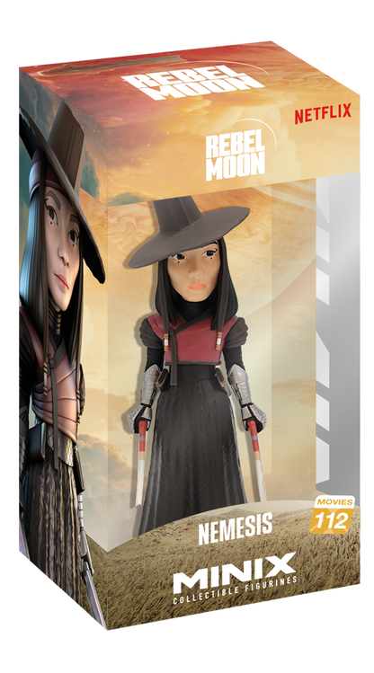 MINIX Rebel Moon Nemesis 112 figure in packaging box holding weapons