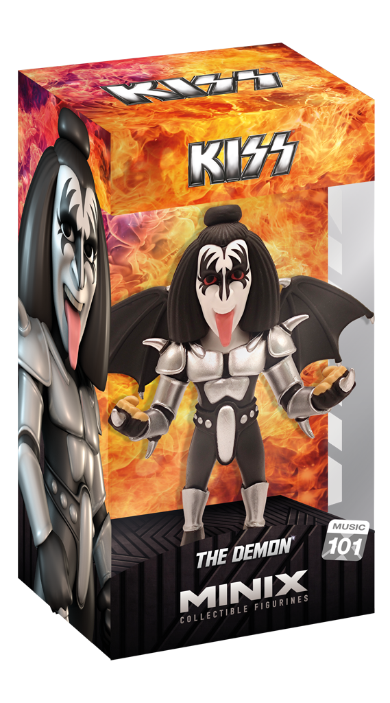 The Demon Minix figure front view with face paint and costume
