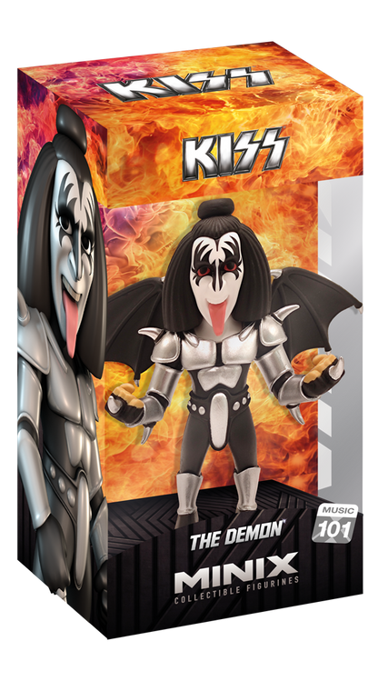 The Demon Minix figure front view with face paint and costume