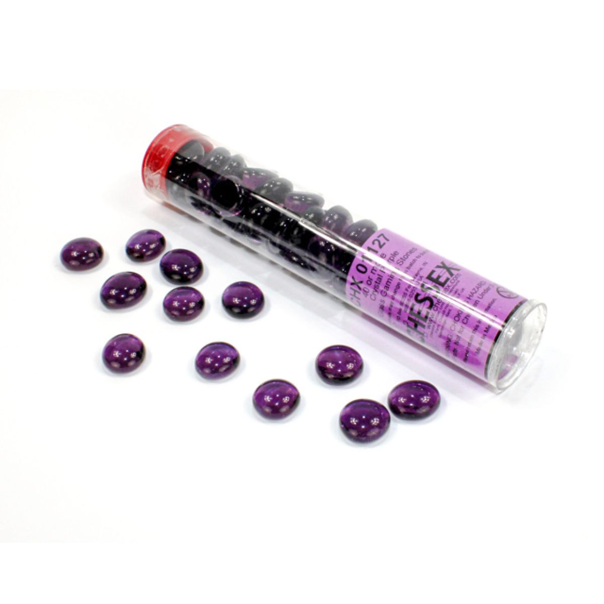 Chessex - CHX 01127 Translucent Purple Glass Stones Tube - Good Games