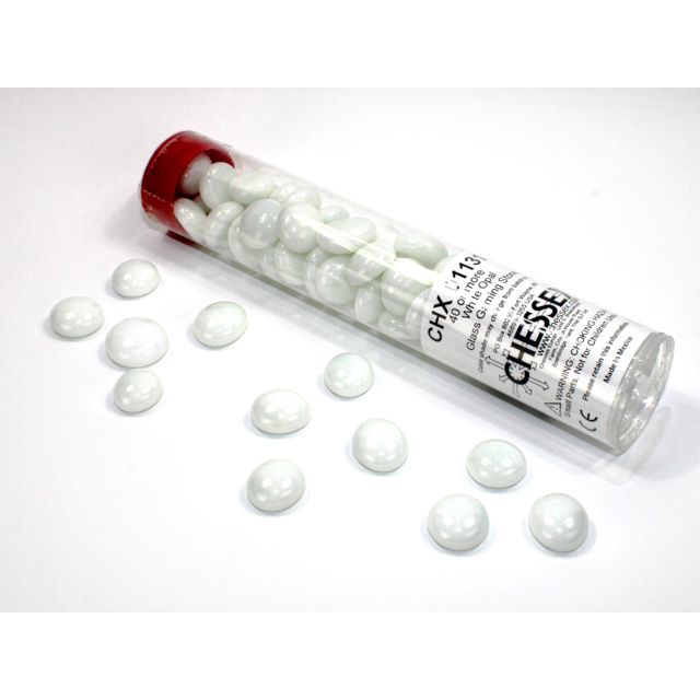 Chessex Opaque White Glass Stones Tube CHX 01131 - Good Games