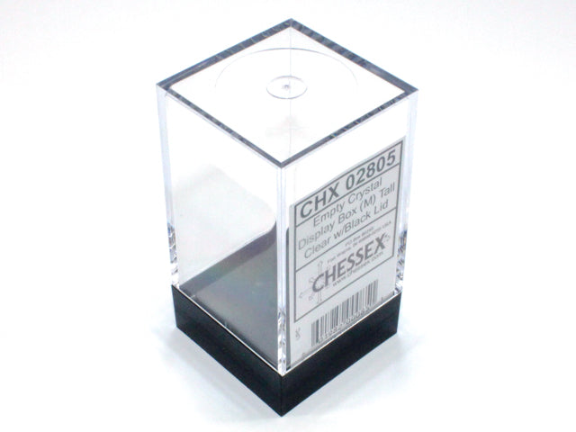 Chessex - Empty Crystal Display Box (Medium) Tall 1.5-Inch x 1.5-Inch x 2.75-Inch - Clear with Black Lid