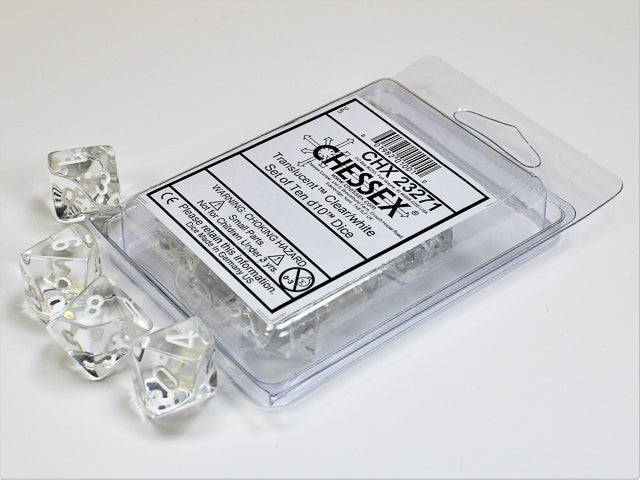 Chessex 12mm d6 Translucent Dice with White Pips