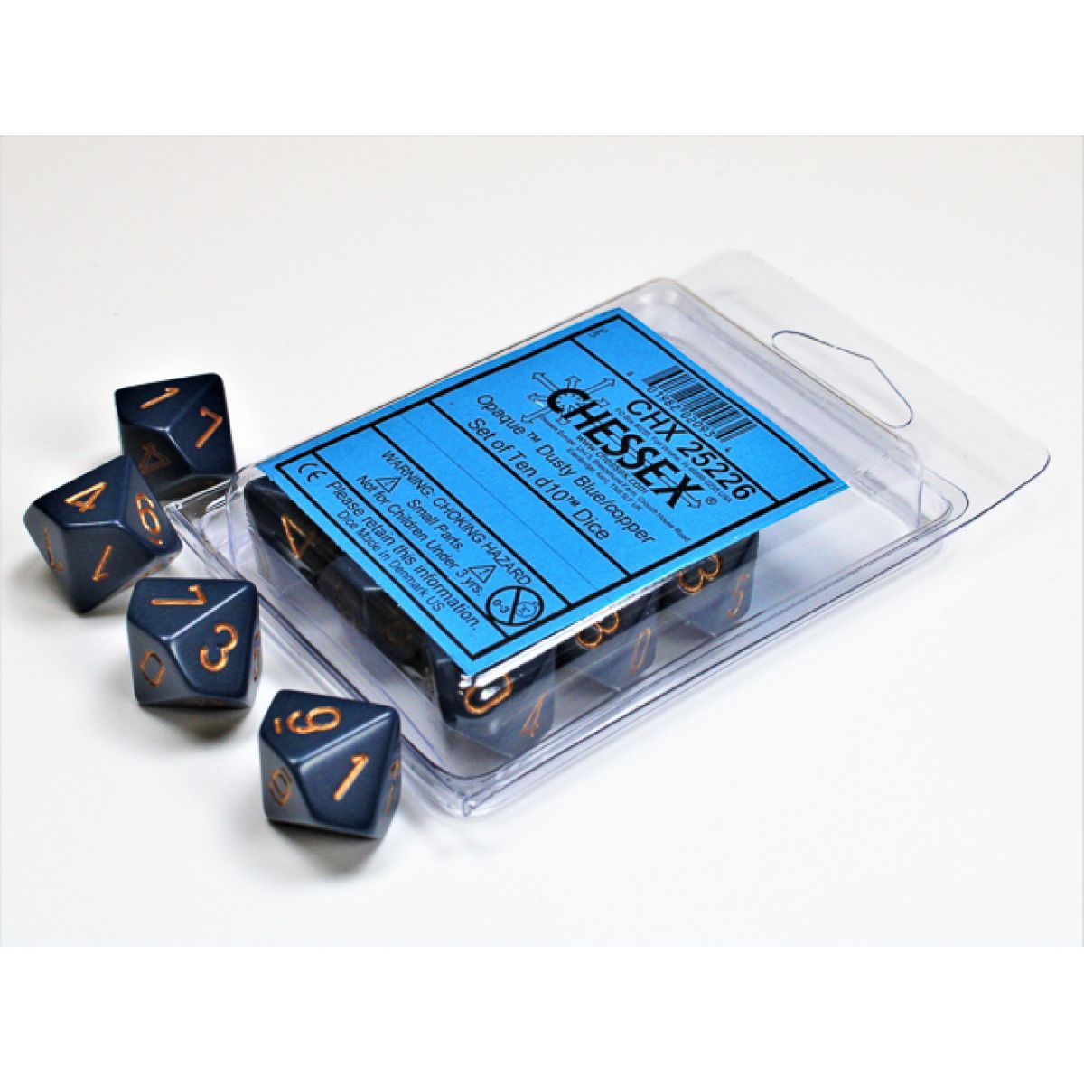 Chessex CHX 25226 Opaque Dusty Blue/Copper Set of Ten d10s - Good Games