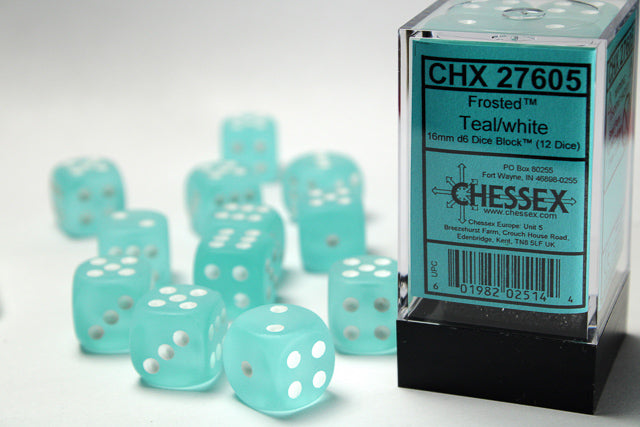 Chessex 16mm D6 Block Frosted Teal/White