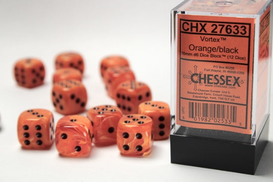 Chessex Vortex Orange/Black (12) (CHX 27633) - Good Games