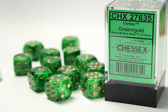 Chessex Vortex Green/Gold (12) (CHX 27635)