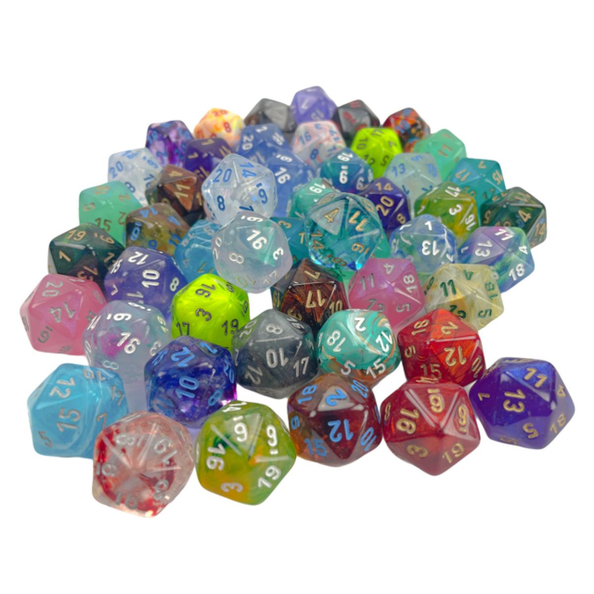 Chessex - CHX 29220 Signature Bag of 50 Assorted Loose Polyhedral d20 - Good Games