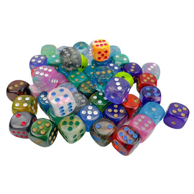 Bag of 50 Assorted Loose Signature 16mm with Pips d6 Dice
