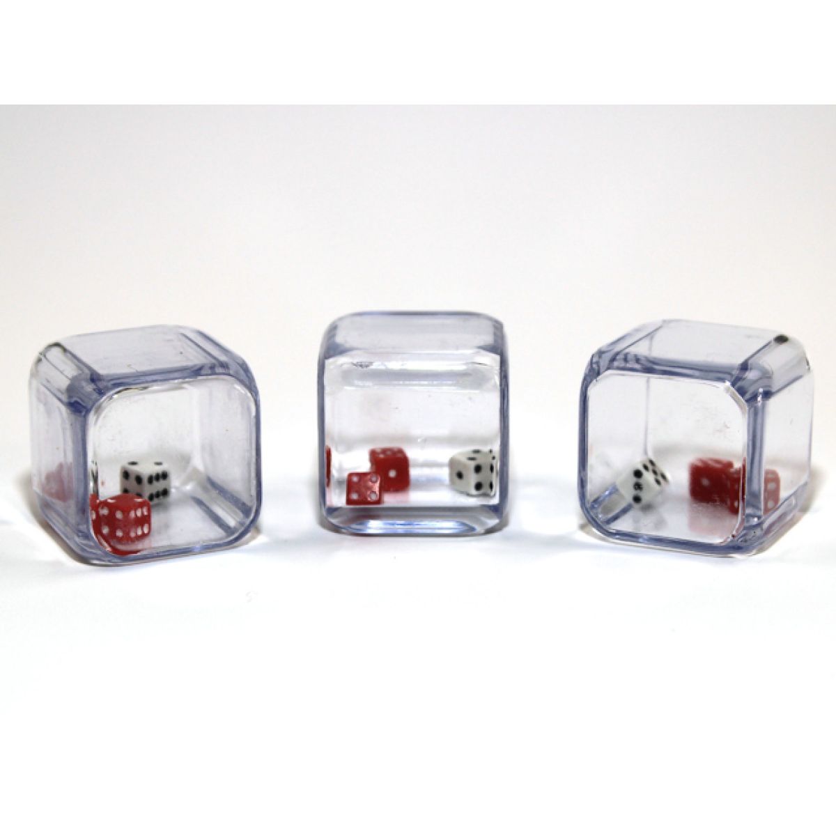 Chessex - CHX KOP11865 2 Red &amp; 1 White 5mm d6 in a 25mm cube (Preorder) - Good Games